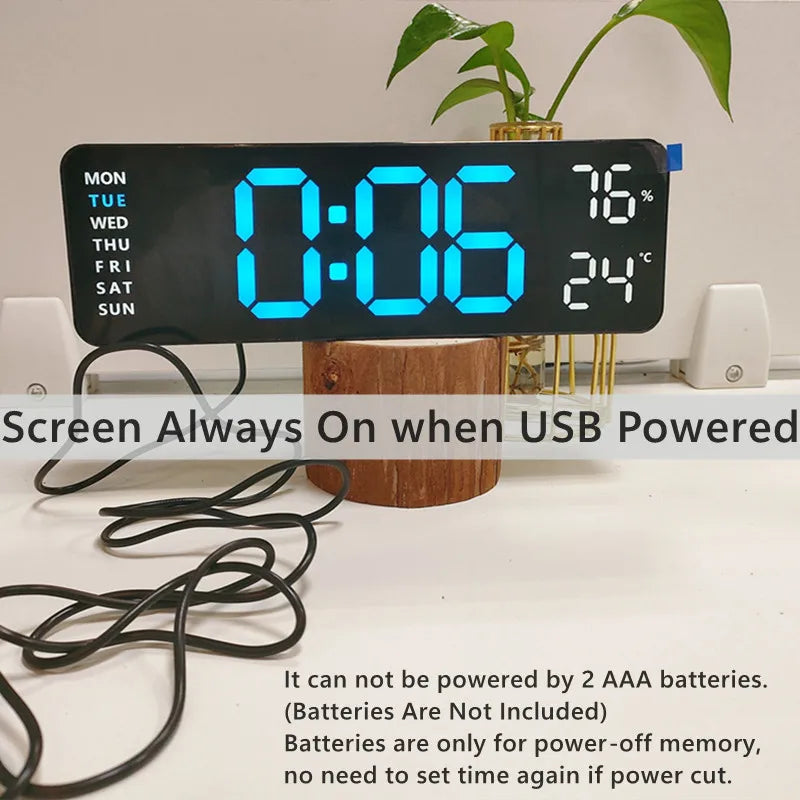 9-Inch Large Digital Wall Clock with USB Power