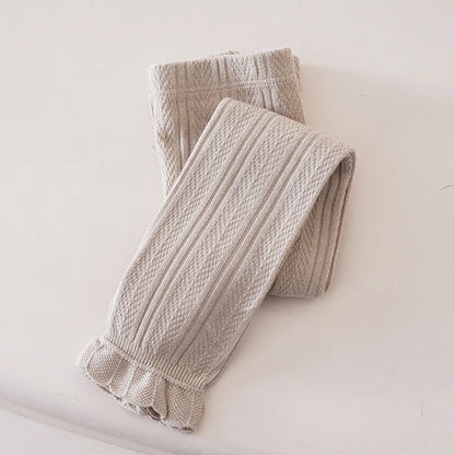 Leggings chauds en coton pour filles - Motif floral en dentelle 