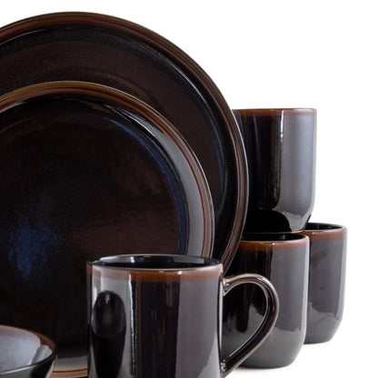 Metallic Black Stoneware Dinnerware Set