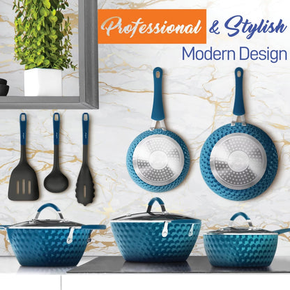 Blue Stainless Steel Cookware Set