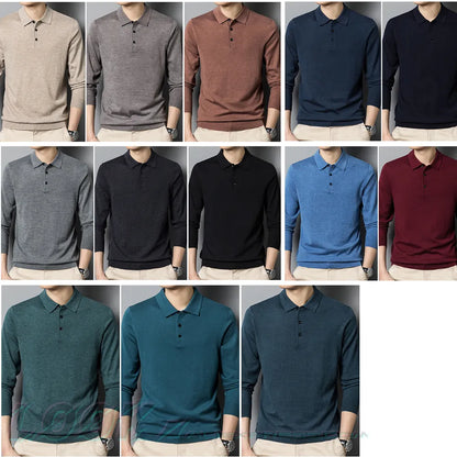 Men's Solid Color Long-Sleeve Wool sweater