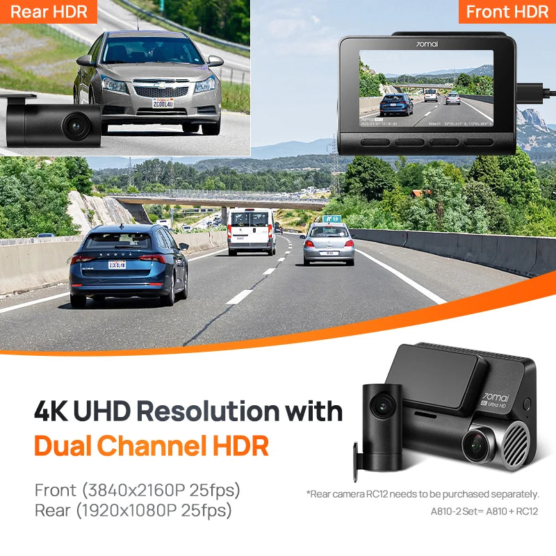 A810 4K Dash Cam with GPS - ADAS - Motion Detection