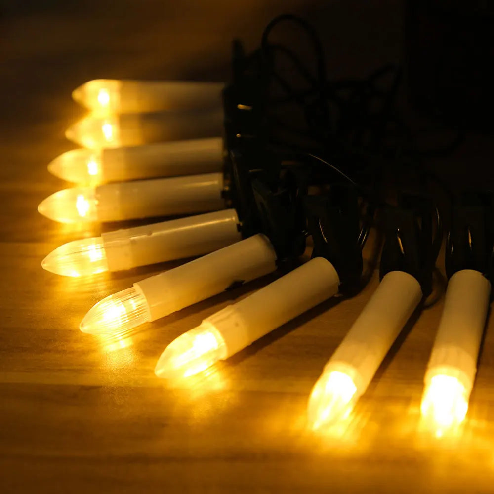 Lot de 20 bougies coniques sans flamme à clipser à LED - Décoration de guirlande pour sapin de Noël