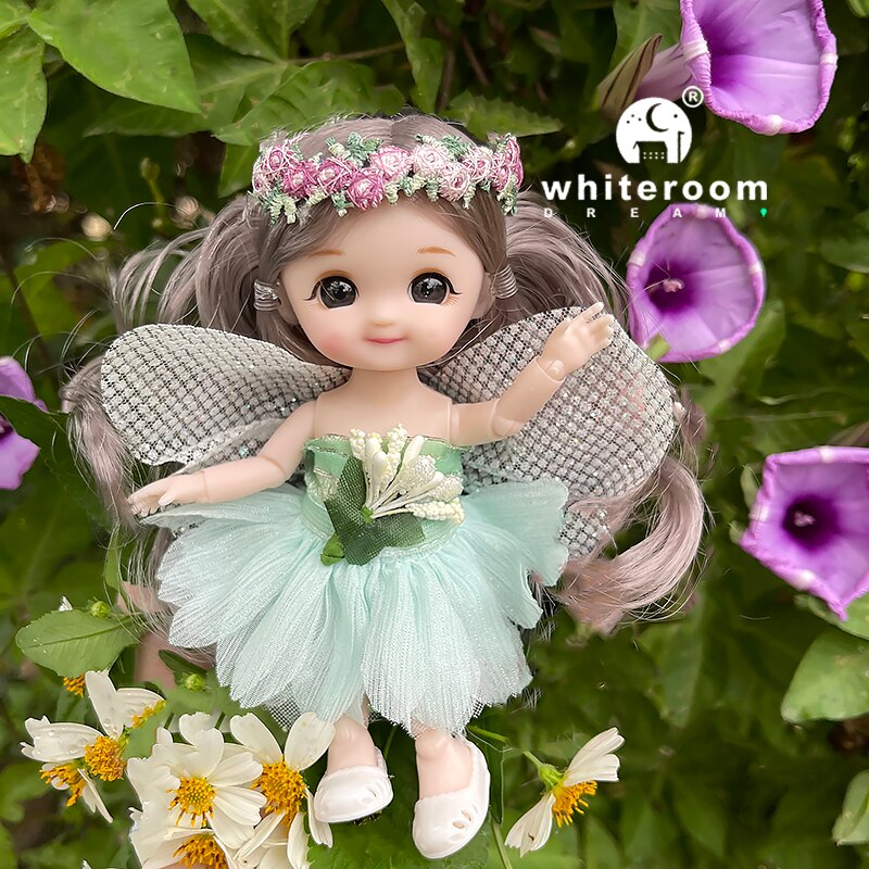 16 cm große Blumenfee-BJD-Puppe – bunte Kleidung