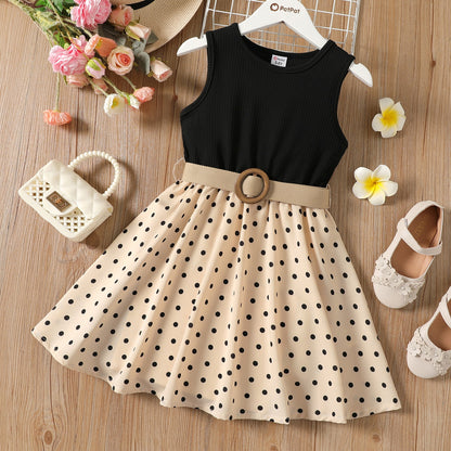 Polka Dot Girls' Sleeveless Dress Set