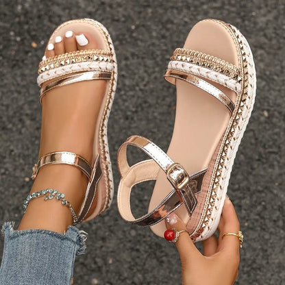 Women's Rivet Glam Ankle Strap Sandals