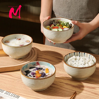 1-5pcs Ceramic Rice Bowl Set