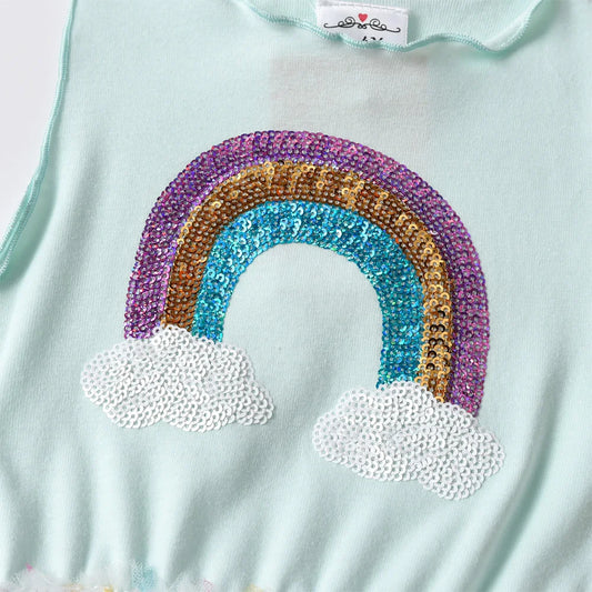 Robe sans manches à paillettes arc-en-ciel pour enfant
