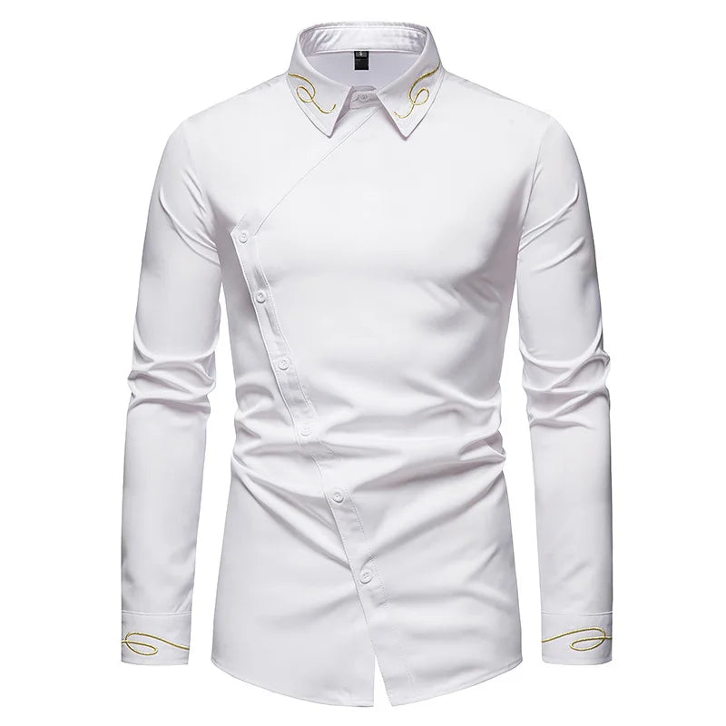 Men Long Sleeve Casual Slim Fit Plus Size  Shirt