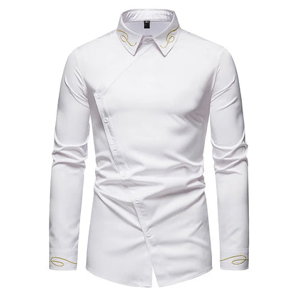 Men Long Sleeve Casual Slim Fit Plus Size  Shirt