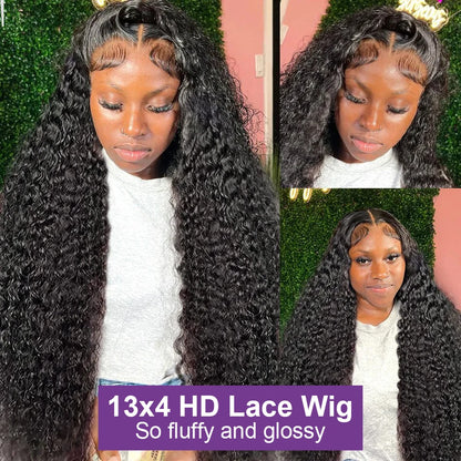 Lace Frontal Deep Wave Curly Human Hair Preplucked Damen Perücke