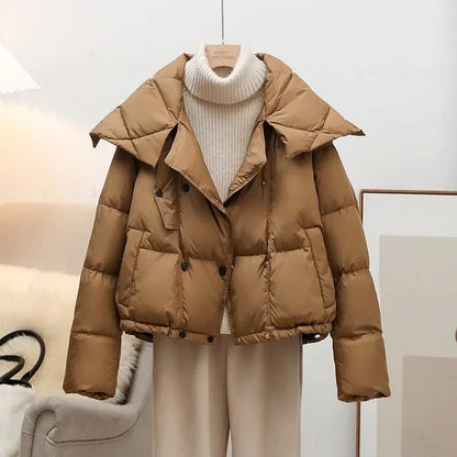 Korean Fluffy Hooded Bread Down Jacket