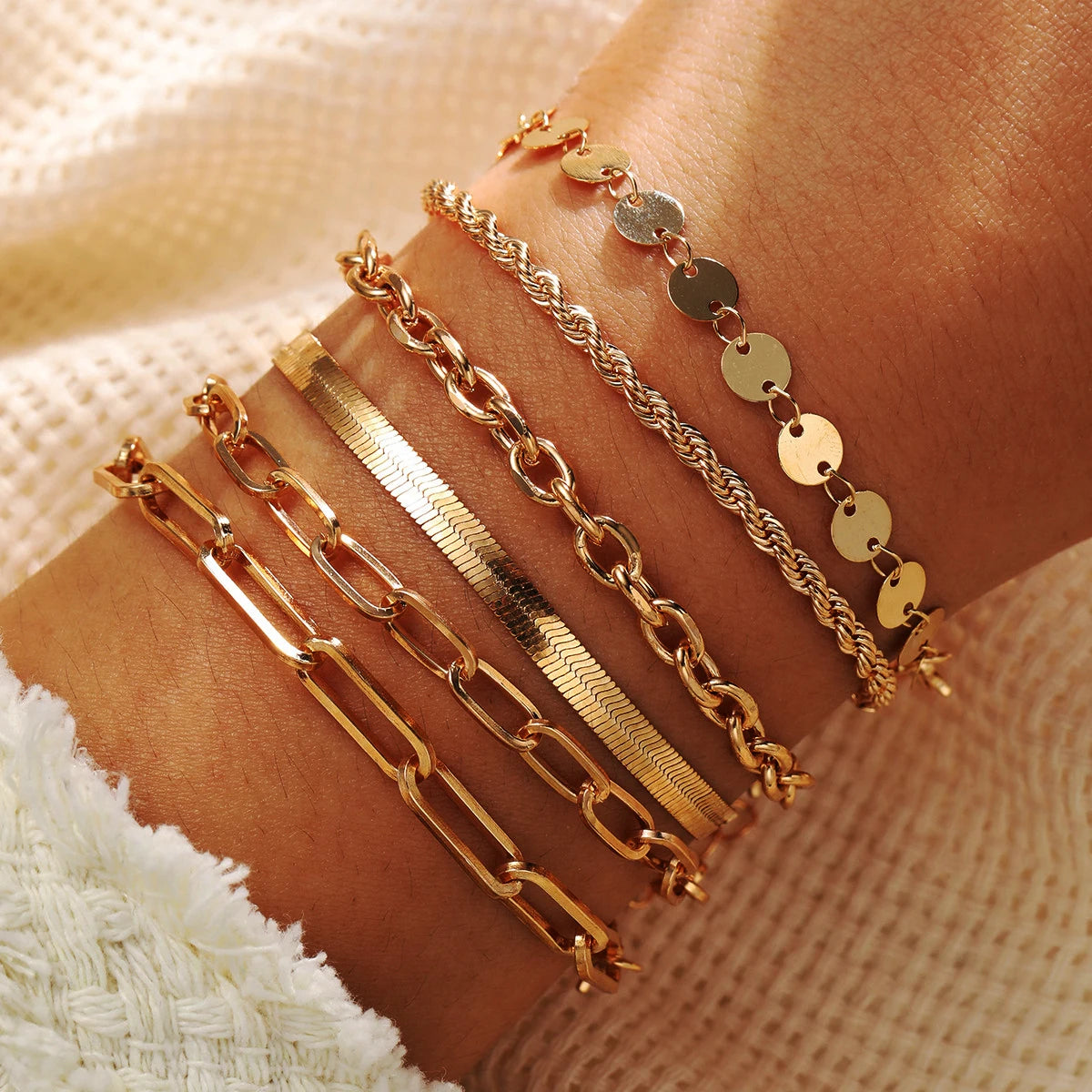 Retro-Punk-Metallketten-Armband-Set für Damen