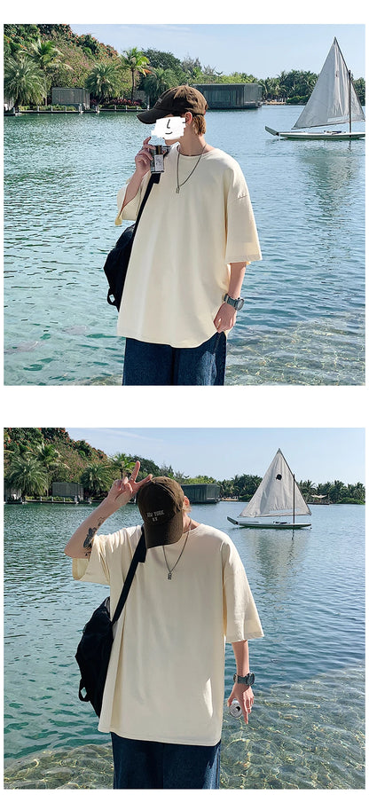 Men's Oversized Short Seleve Y2K Casual Cotton Tees