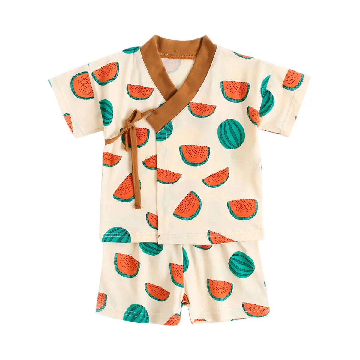 Children's Short Sleeve Cute Printing Cotton Top & Bottom Clothes Set