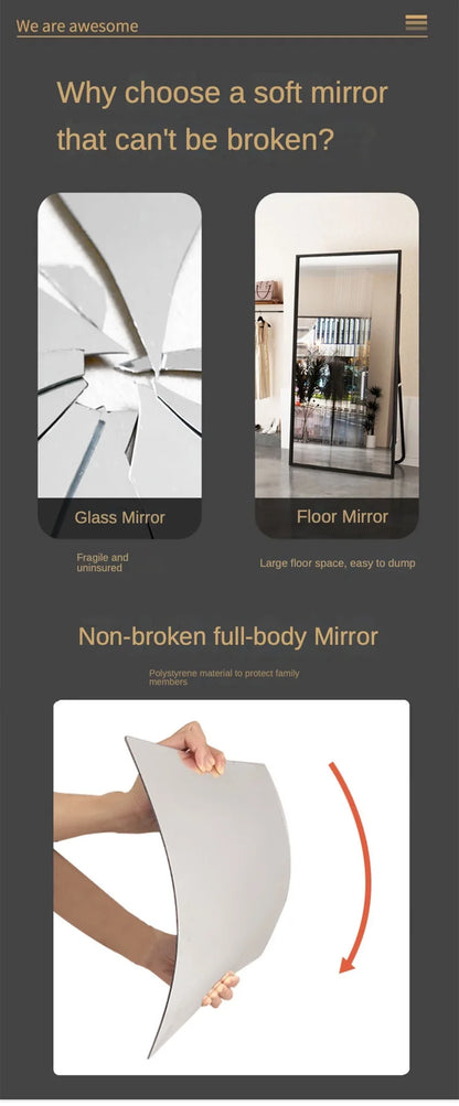 Weicher Spiegel-Wandaufkleber – Ganzkörperspiegel für den Haushalt