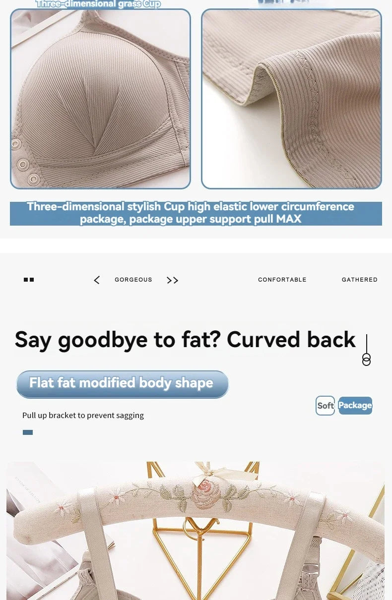 Women's Breathable Thin Cup Front Buckle Bra