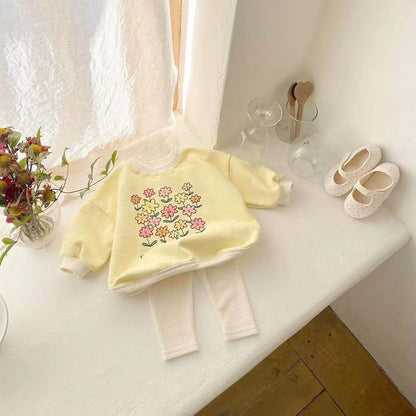 Baby Clothes Soft Flower Print T-shirt & Leggings