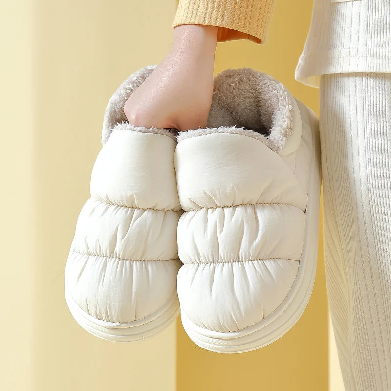 Winter Cotton Soft Thick sole Cover heel Non-slip Fluffy  Warm Cute slippers