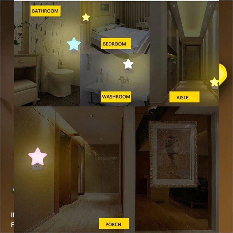 Veilleuse LED en forme d'étoiles - Lampe à capteur enfichable (UE/US) pour chambre à coucher