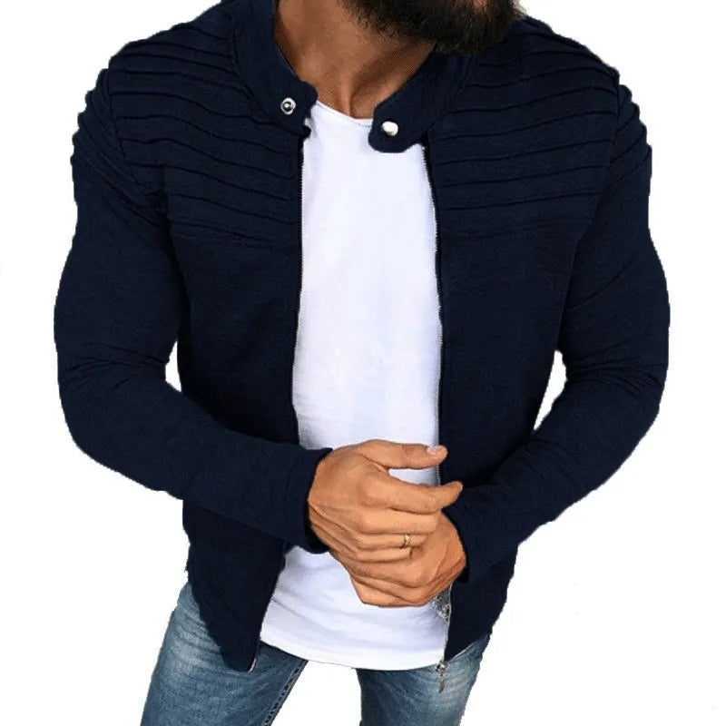 Veste noire à col entièrement zippé pour homme