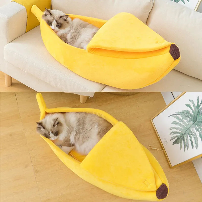 Maison de lit banane pour chat, chaude et durable