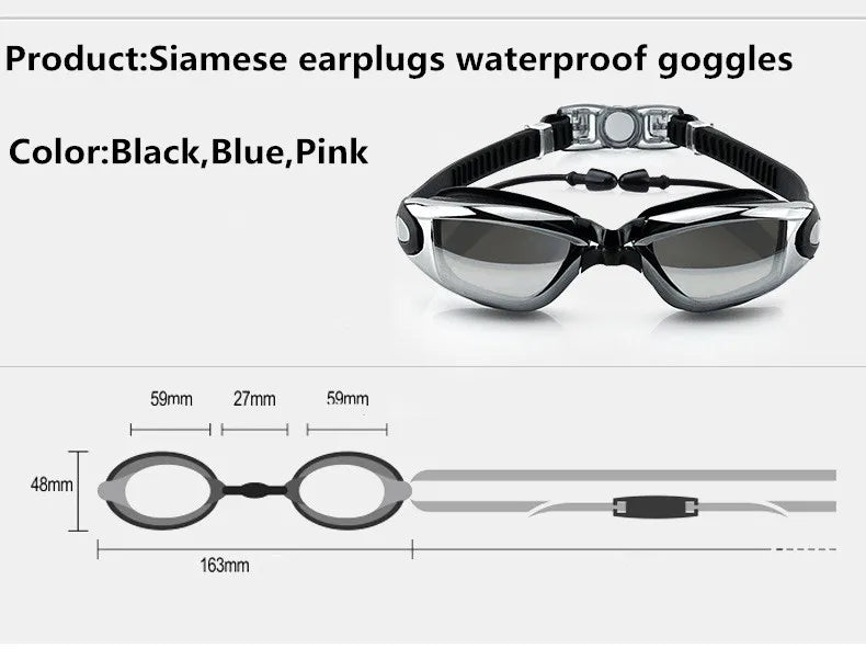 Electroplated Waterproof Silicone Swimming Glasses for Adults
