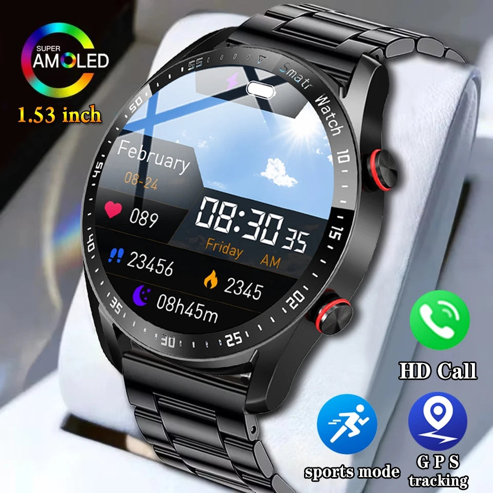 Men's Smartwatch 1.5-Inch Full Touch Screen Bluetooth Call Business Fitness Sports Watch