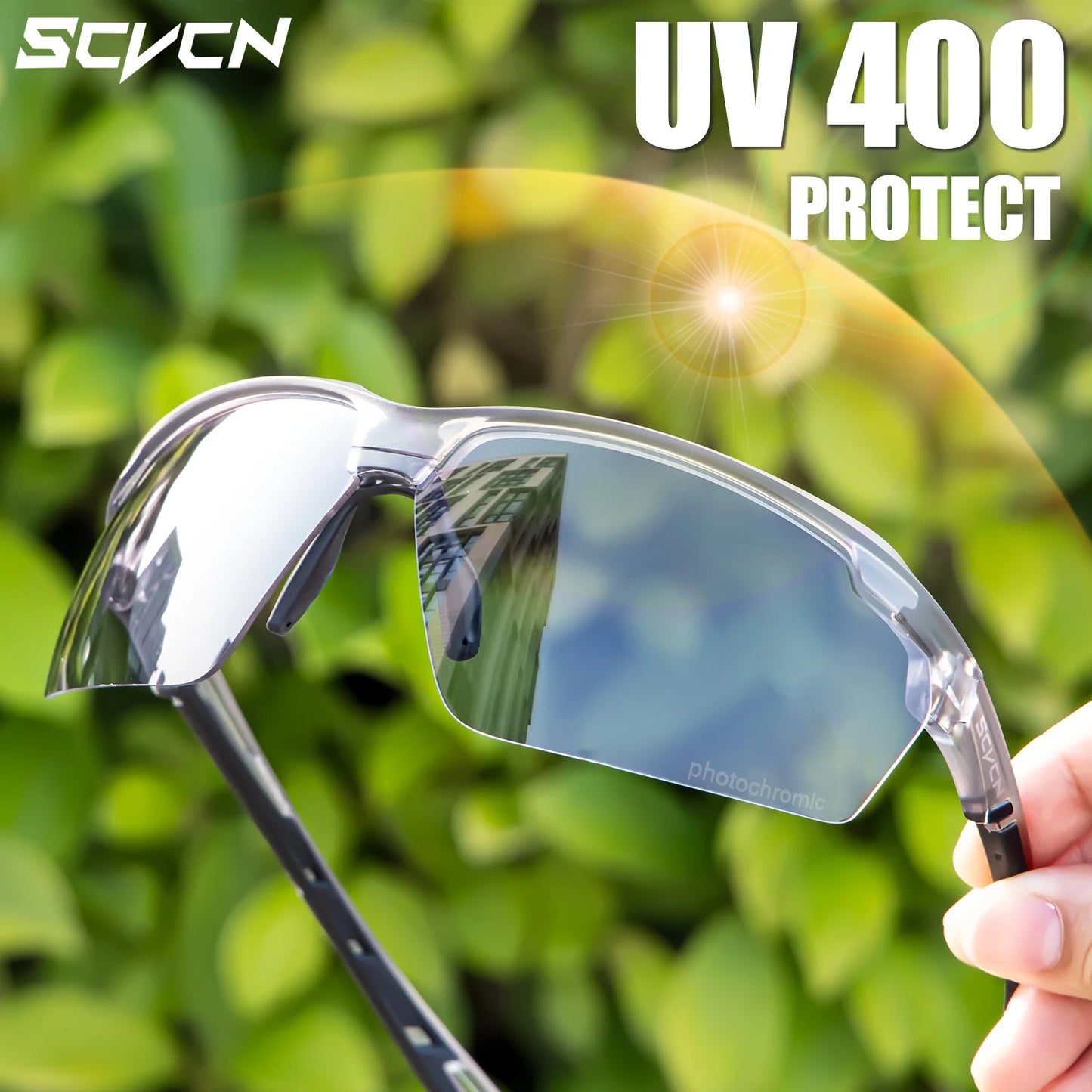 Lunettes de soleil photochromiques pour cyclisme UV400 Lunettes de sport de plein air Lunettes de course unisexes pour vélo de route VTT