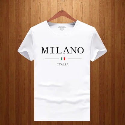 Milano Letters Print Short Sleeved Pure Cotton T Shirt