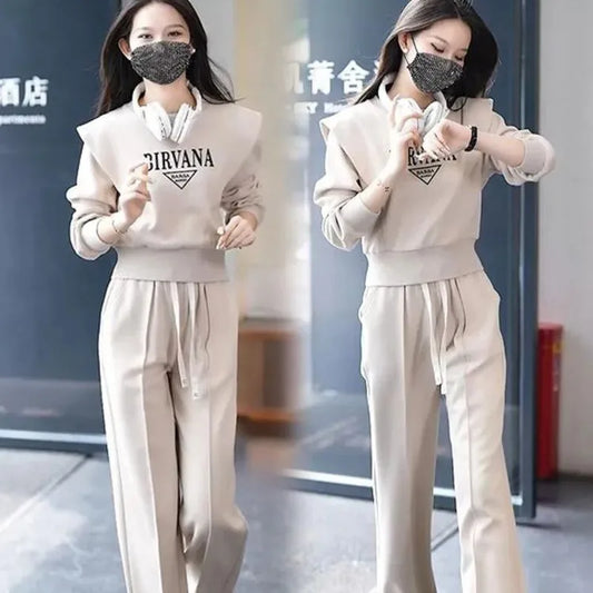 Sweat-shirt 2 pièces à la mode coréenne pour femmes