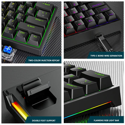 K620 Mini-Gaming-Tastatur mit mechanischer Tastatur – 61 Tasten RGB