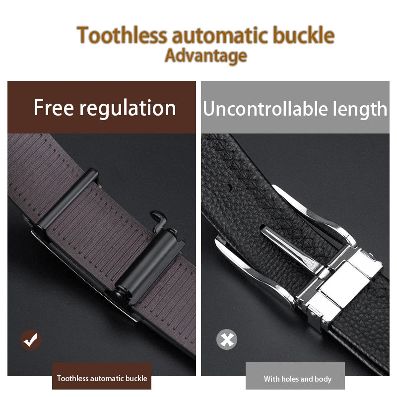 Ceinture en cuir véritable pour homme - Boucle à cliquet automatique