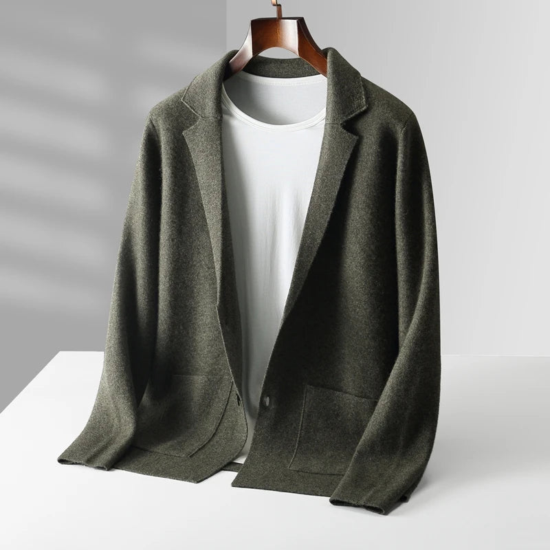 Wool Men's Suit Collar Cardigan Winter Sweater
