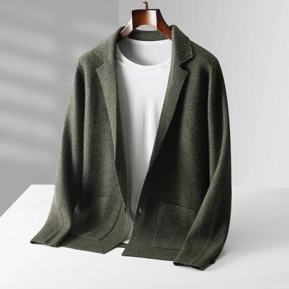 Wool Men's Suit Collar Cardigan Winter Sweater