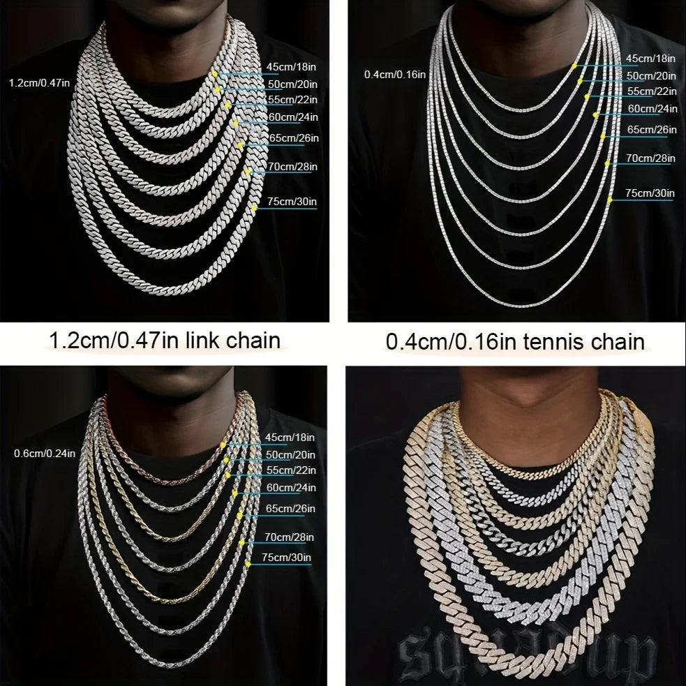 Hip Hop Rhinestone Necklace Set