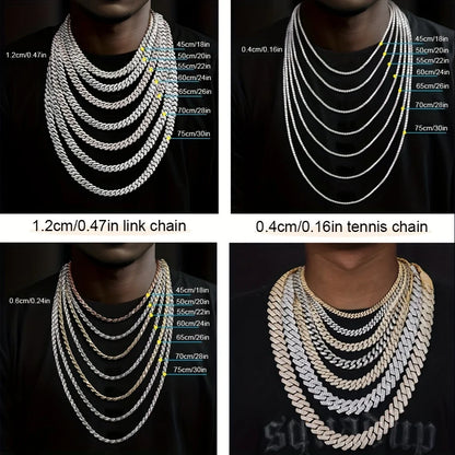 Hip Hop Rhinestone Necklace Set