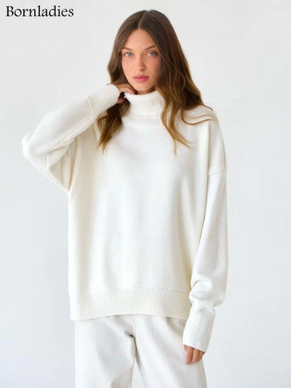 Chic Oversized Turtleneck Sweater for Women