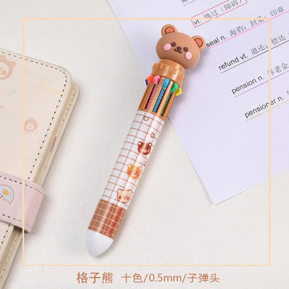 10-Color Cartoon Bear Gel Pen