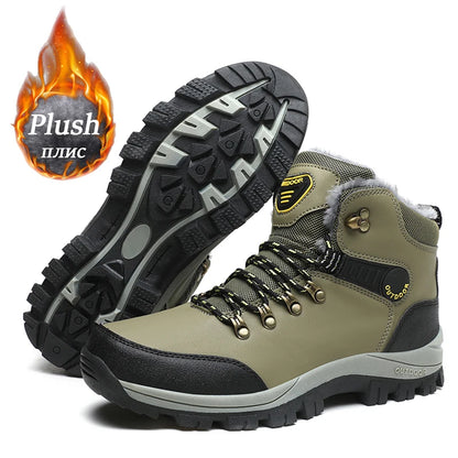 Men's Waterproof Leather Winter Snow Boots