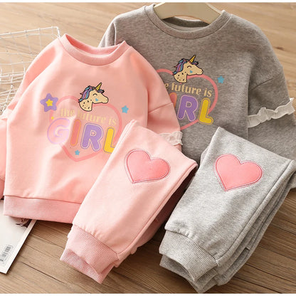 Spring and Autumn Cartoon Top & Pants 2Pcs Set