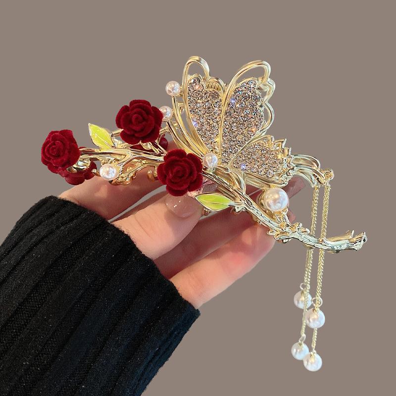 Elegante Rosen-Schmetterlings-Haarnadel