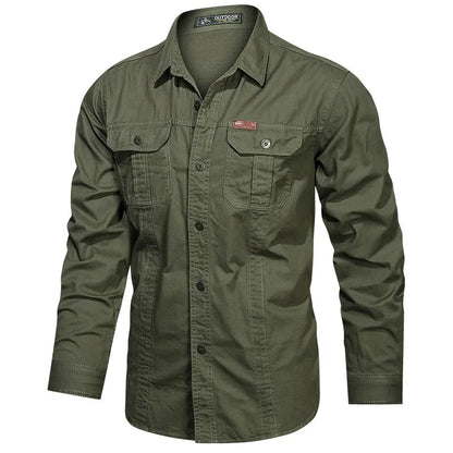 Chemise décontractée en coton de style militaire de haute qualité pour hommes