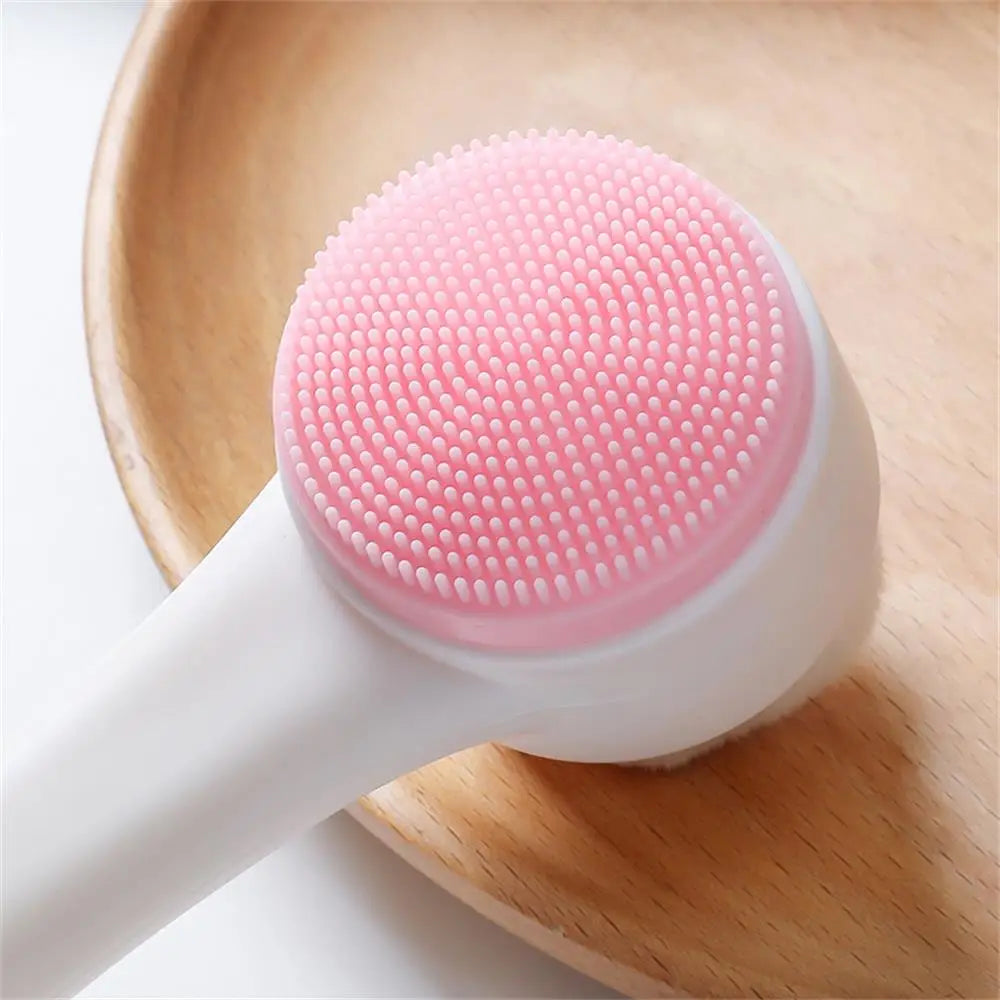 Brosse nettoyante pour le visage en silicone double face - Exfoliant doux