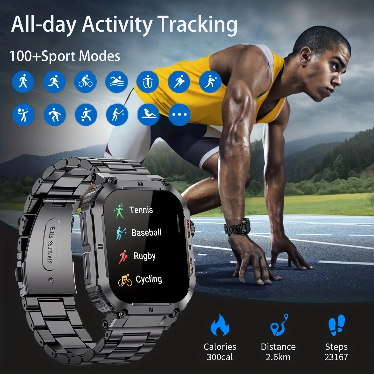 Smart Watch 1.96" HD Touch Screen (320×386) Bluetooth Calling Heart Rate Monitoring - Outdoor Fitness Tracker