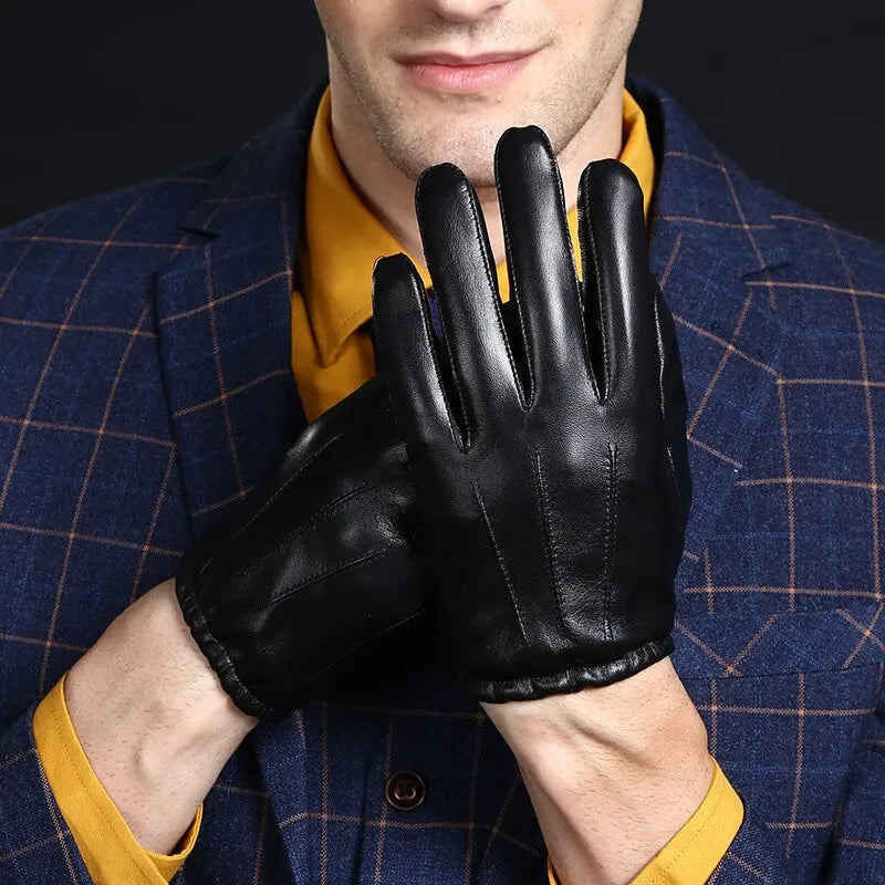 Winter PU Leather Gloves - Touchscreen Cashmere-Lined