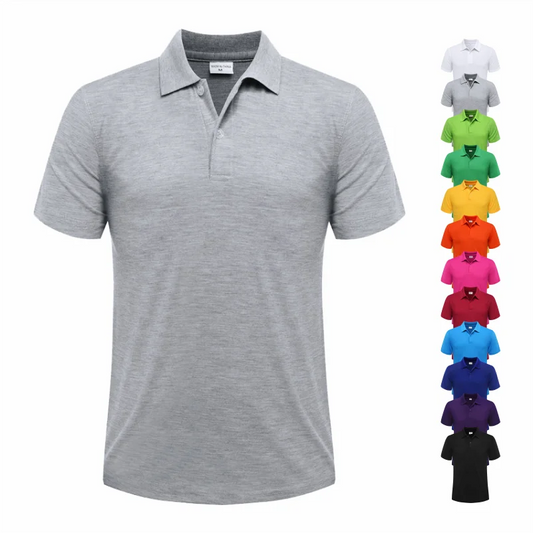 Sommer-Poloshirt mit kurzen Ärmeln und Revers für Herren – lässig/atmungsaktiv/lockere Passform