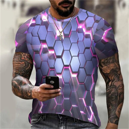 Übergroßes 3D-Hip-Hop-T-Shirt mit O-Ausschnitt für Herren