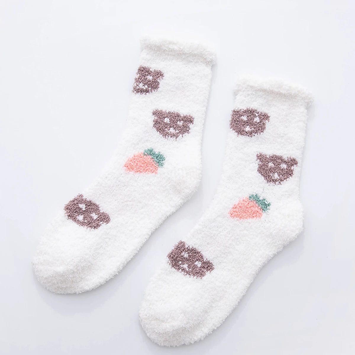 Women's Plush Coral Fleece Socks - Non-Slip Warm Knitted Floor Socks