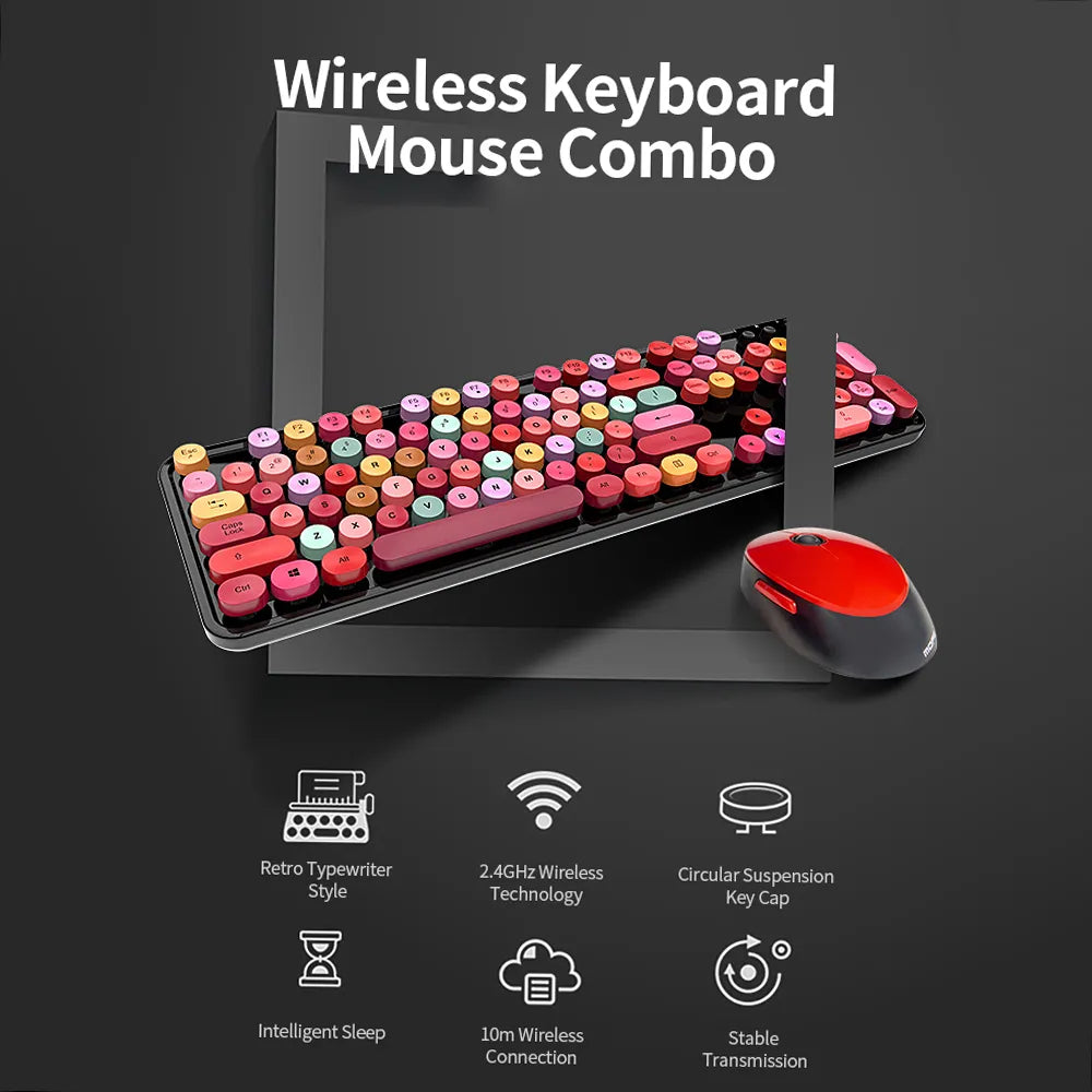 Combo clavier et souris sans fil couleur bonbon